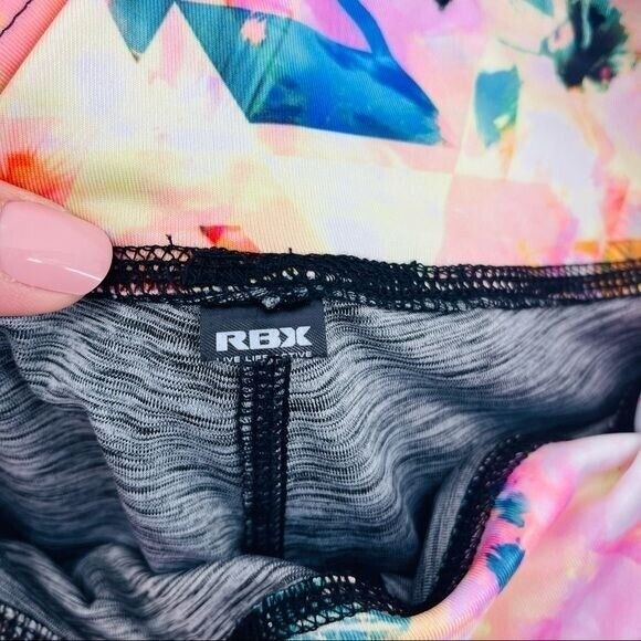 RBX High Waist Leggings Womens Small Black Workout Athletic Yoga Floral Stretch - Picture 4 of 7